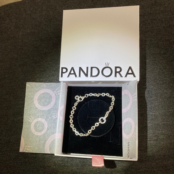 SOLD! - PANDORA Signature Pave Bold Chain Bracelet -New - 7.1" Length-GORGEOUS ! - Picture 4 of 5